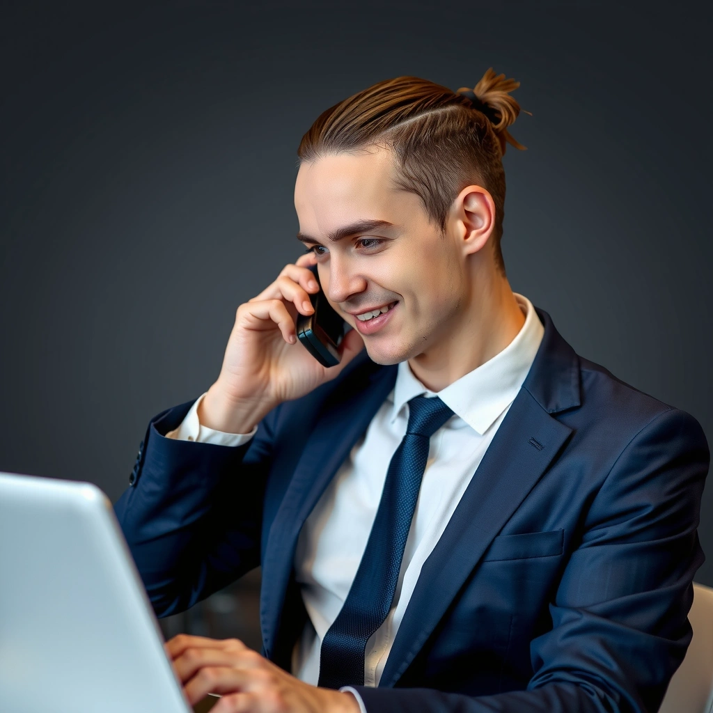 Persona reflexiva revisando su teléfono